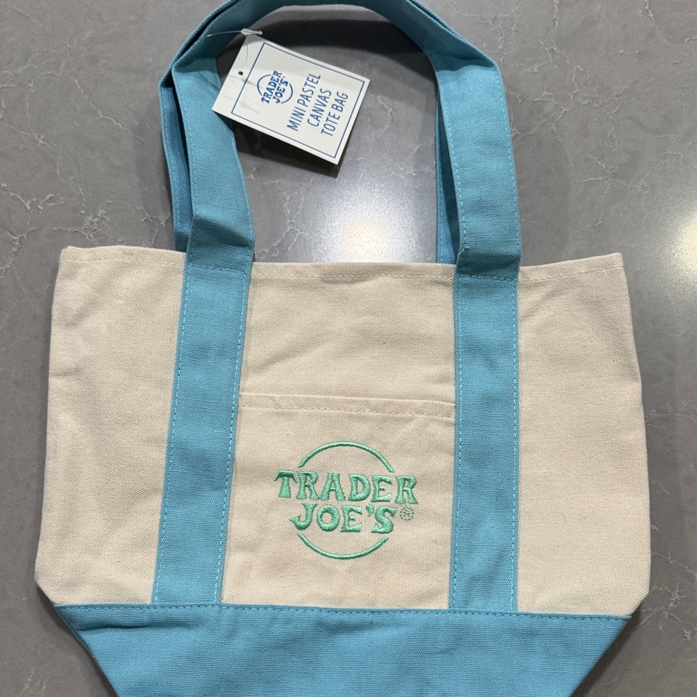 Trader Joe's Blue and Cream Tote Bag
